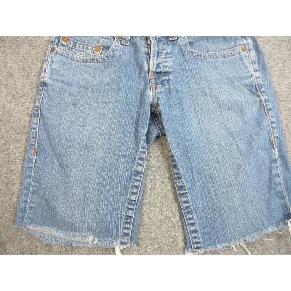 True Religion Jean Shorts Jorts‎ Mens 32 Blue Logan Denim Cutoff Light Wash